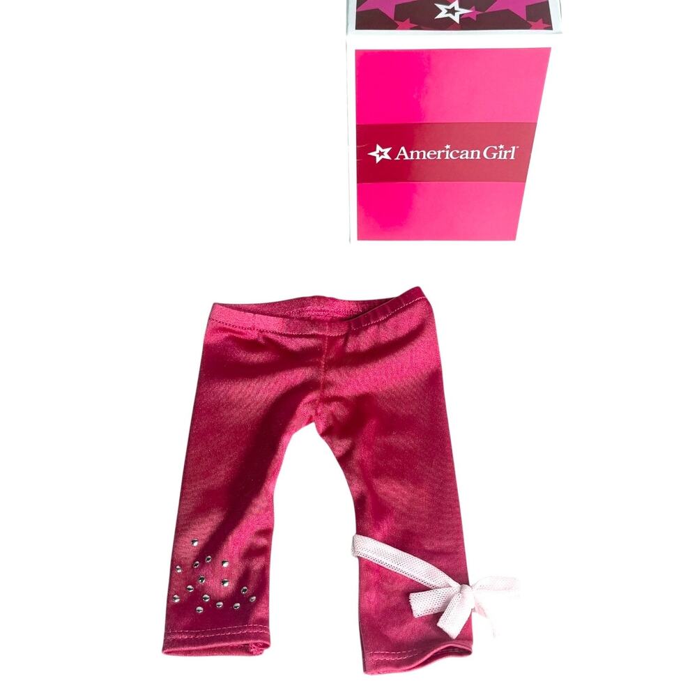 American Girl Isabelle Funky Leggings Pink Bow Metal Studs Doll Dance Pants Box